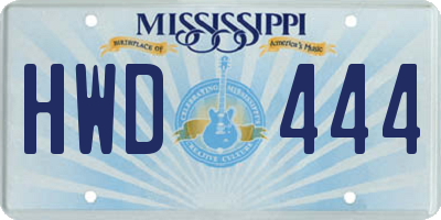 MS license plate HWD444