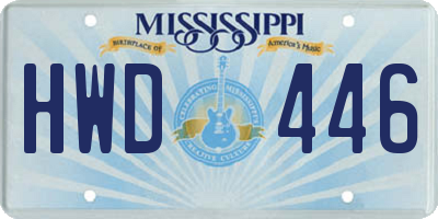 MS license plate HWD446