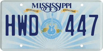 MS license plate HWD447