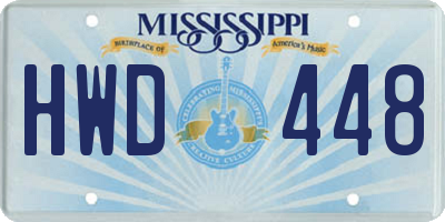 MS license plate HWD448