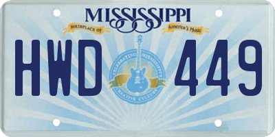 MS license plate HWD449