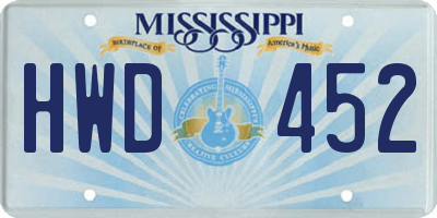 MS license plate HWD452