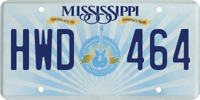 MS license plate HWD464