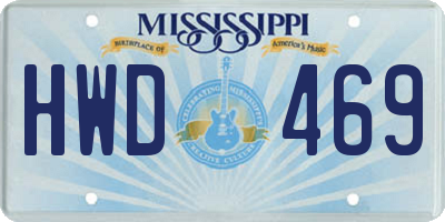 MS license plate HWD469
