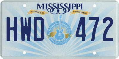 MS license plate HWD472