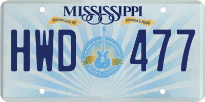 MS license plate HWD477
