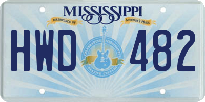 MS license plate HWD482