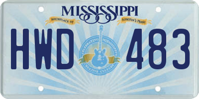 MS license plate HWD483