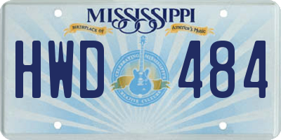 MS license plate HWD484