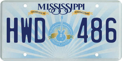 MS license plate HWD486