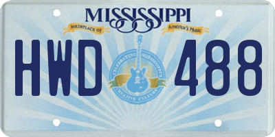 MS license plate HWD488