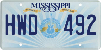 MS license plate HWD492