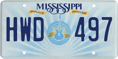 MS license plate HWD497