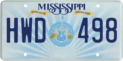 MS license plate HWD498