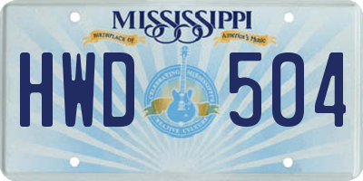 MS license plate HWD504