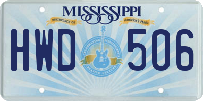 MS license plate HWD506