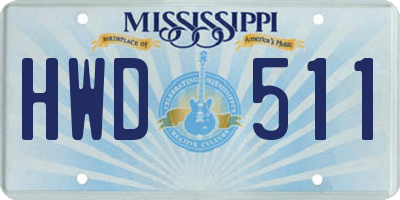 MS license plate HWD511
