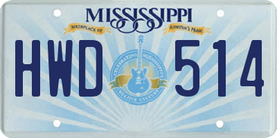MS license plate HWD514
