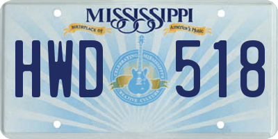 MS license plate HWD518