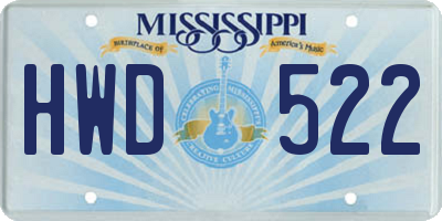 MS license plate HWD522