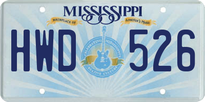 MS license plate HWD526