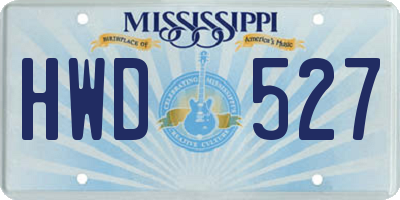 MS license plate HWD527