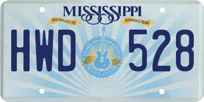 MS license plate HWD528