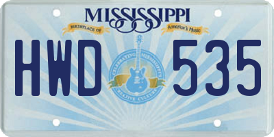 MS license plate HWD535