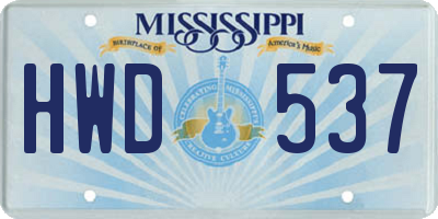 MS license plate HWD537