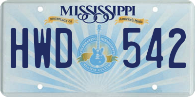 MS license plate HWD542