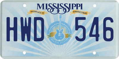 MS license plate HWD546
