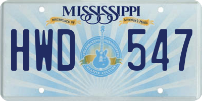 MS license plate HWD547