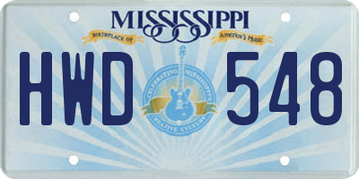 MS license plate HWD548
