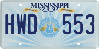 MS license plate HWD553
