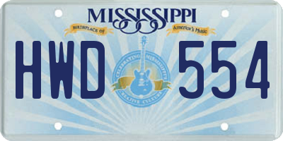MS license plate HWD554