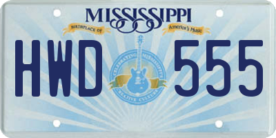 MS license plate HWD555