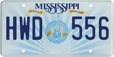 MS license plate HWD556