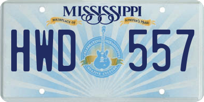 MS license plate HWD557