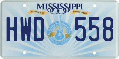 MS license plate HWD558