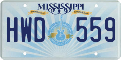 MS license plate HWD559