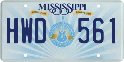 MS license plate HWD561