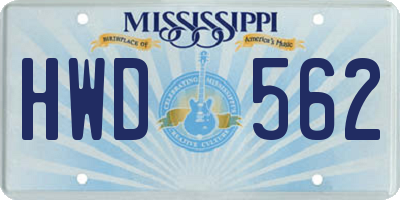 MS license plate HWD562