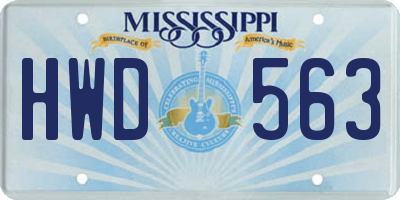 MS license plate HWD563