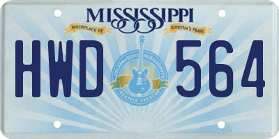 MS license plate HWD564