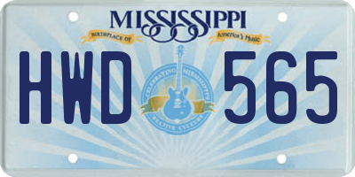MS license plate HWD565