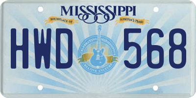 MS license plate HWD568