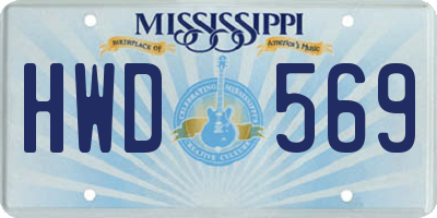 MS license plate HWD569