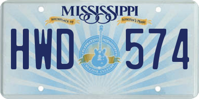 MS license plate HWD574