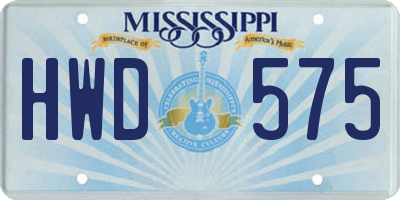 MS license plate HWD575