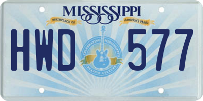 MS license plate HWD577